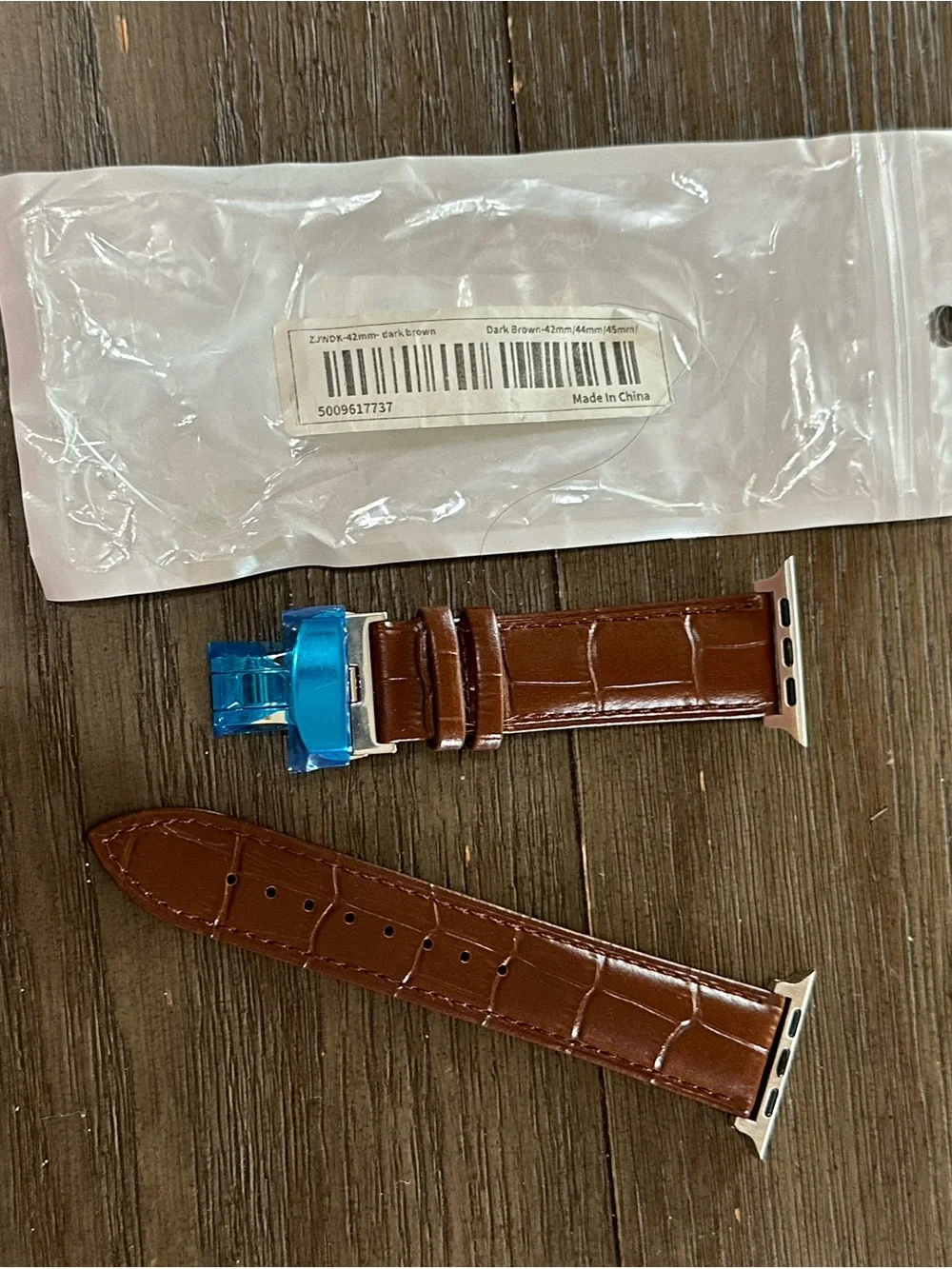 Dark brown leather Apple Watch band fits 42, 44 & 45mm